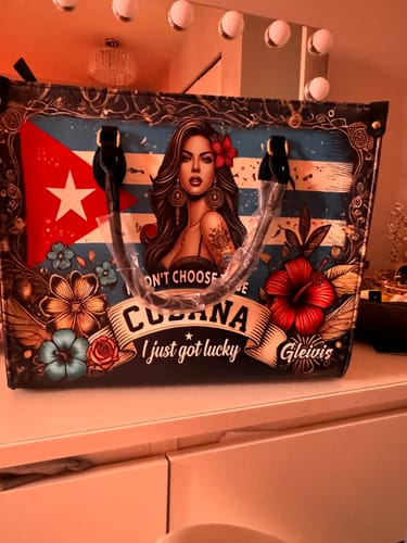 Customer photo review of I didn't choose to be Cubana - Personalized Leather Handbag CUB01