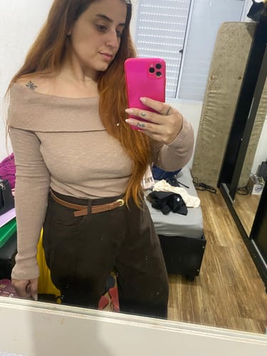 Jessica G. review of Calça Jeans Wide Leg Buriti Marrom Escuro image 1 out of 3