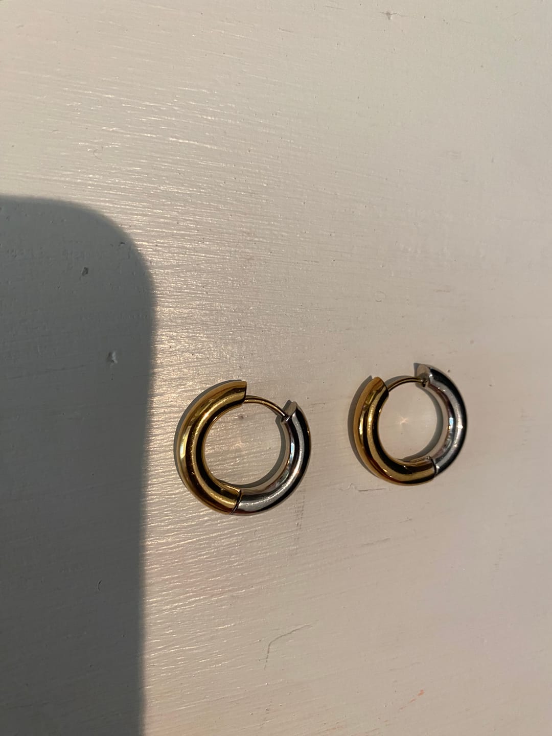 Customer photo review of Lyn - Gold and Silver Duo Hoop Earrings Stainless Steel