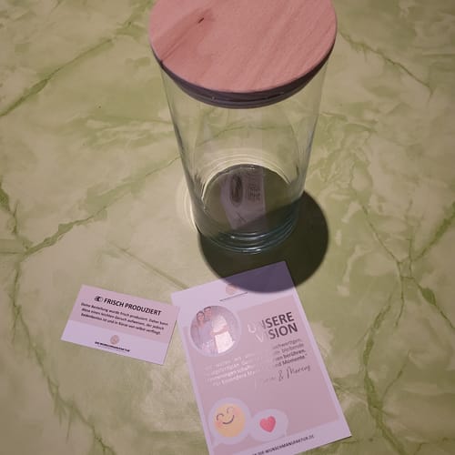 Customer photo review of Geschenk-Glas "Ein Glas voll Dankbarkeit"