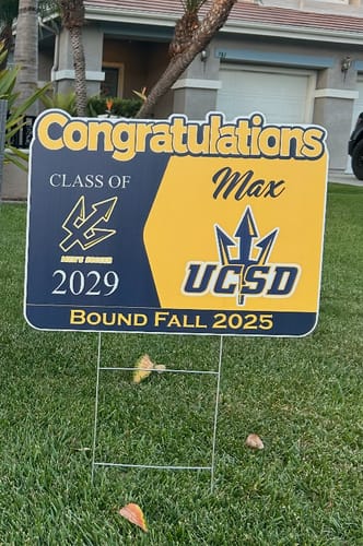 Customer photo review of Personalized College Bound Future Yard Sign