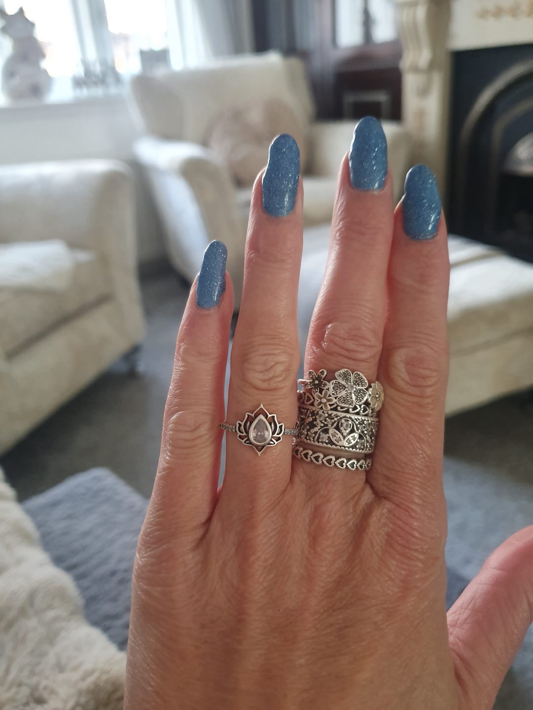 Customer photo review of Buddha Stones Sterling Silver Lotus Zircon Blessing Protection Ring