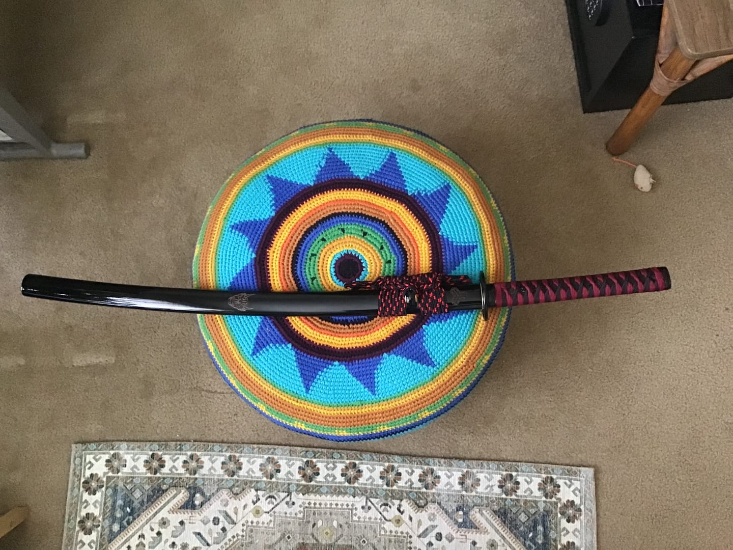 Customer photo review of The Yami no Senshi Handmade Katana Extra Sharp Spring Steel Unokubi-Zukuri
