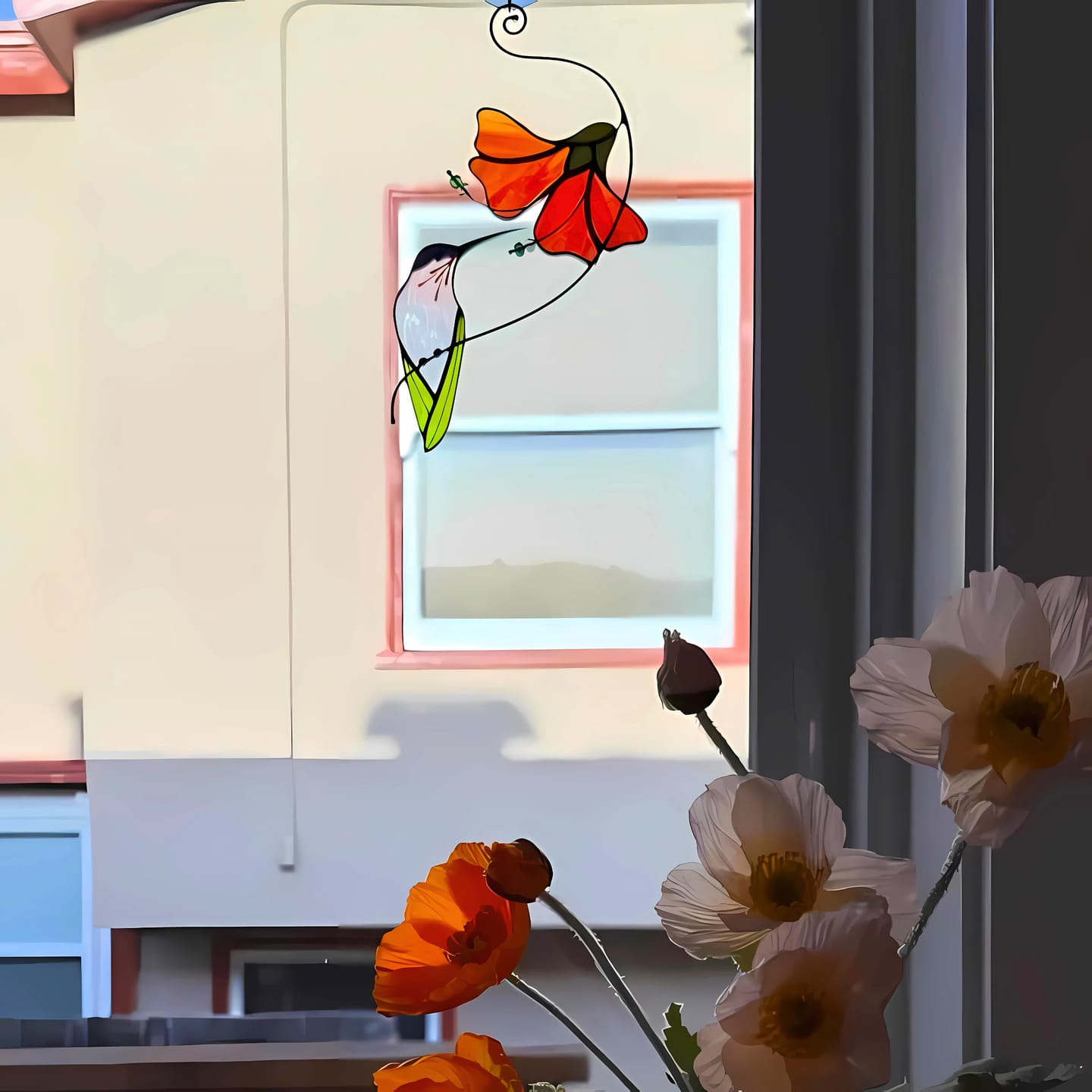 Customer photo review of Hummingbird with Hibiscus Flower