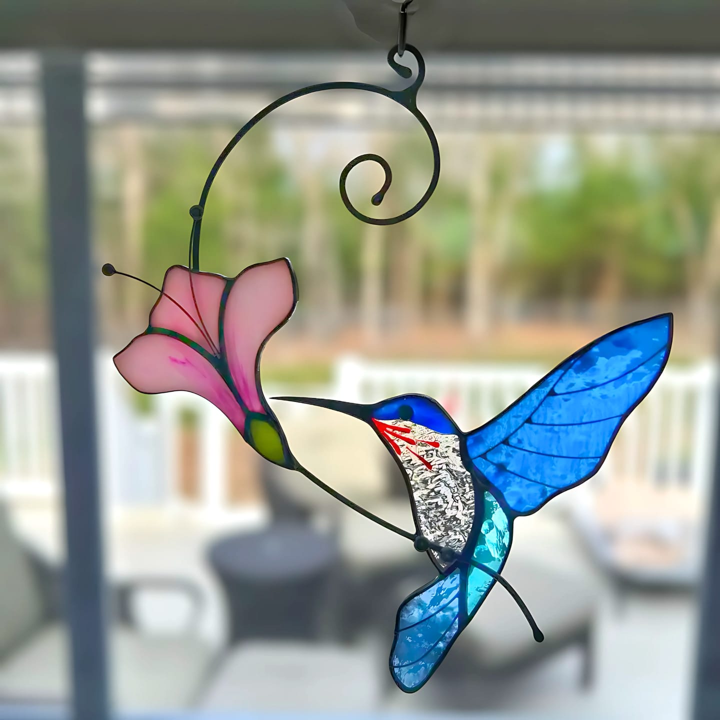 Customer photo review of Blue Flying Hummingbird with Flower