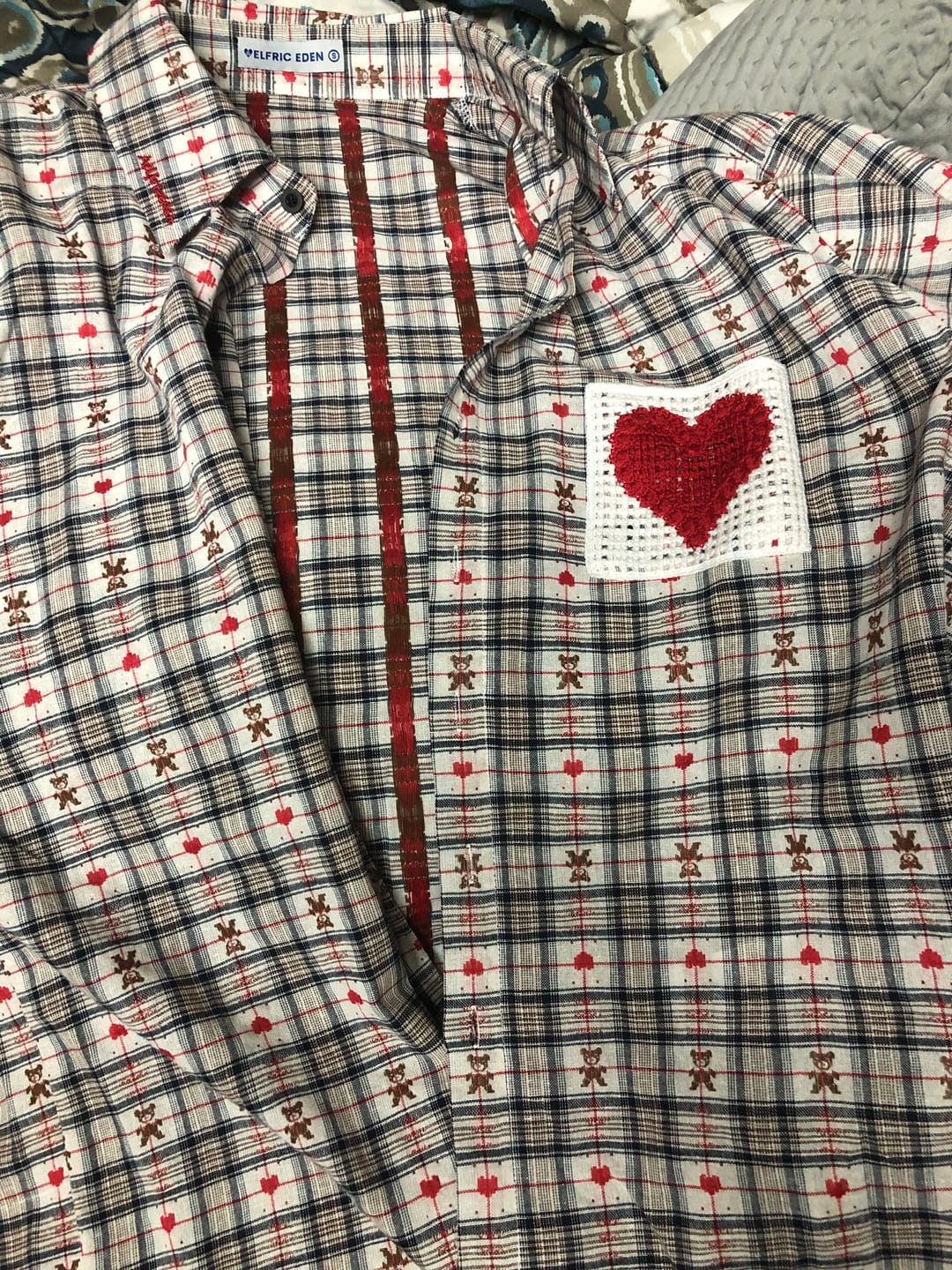 Customer photo review of Aelfric Eden Crochet Heart Pocket Plaid Shirt