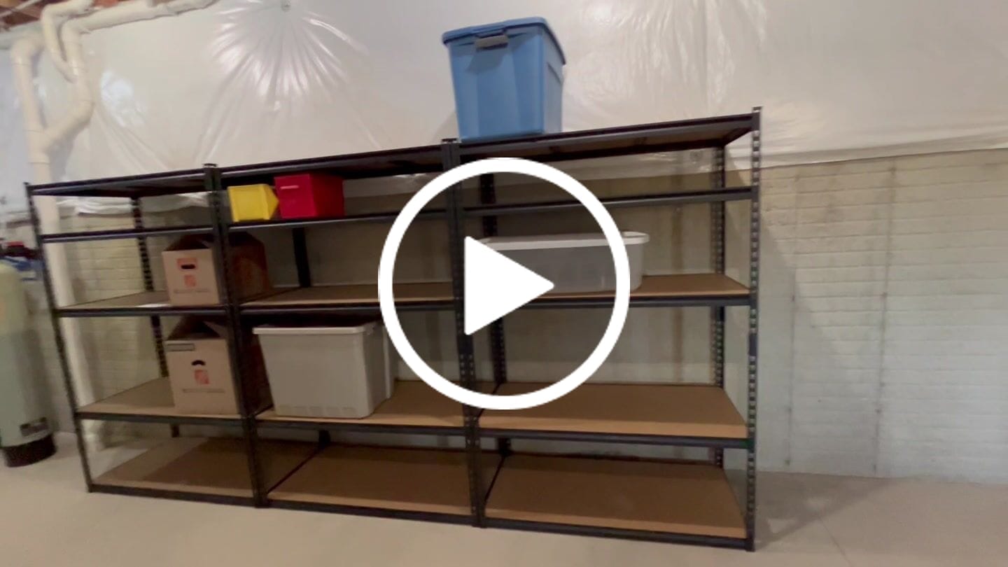 Customer video review of REIBII 48"W x 72"H Garage Shelving Unit, 3000 lbs Heavy Duty, 24"D Deep 5-Tier Storage Shelves for Large Bins, Workshop & Warehouse