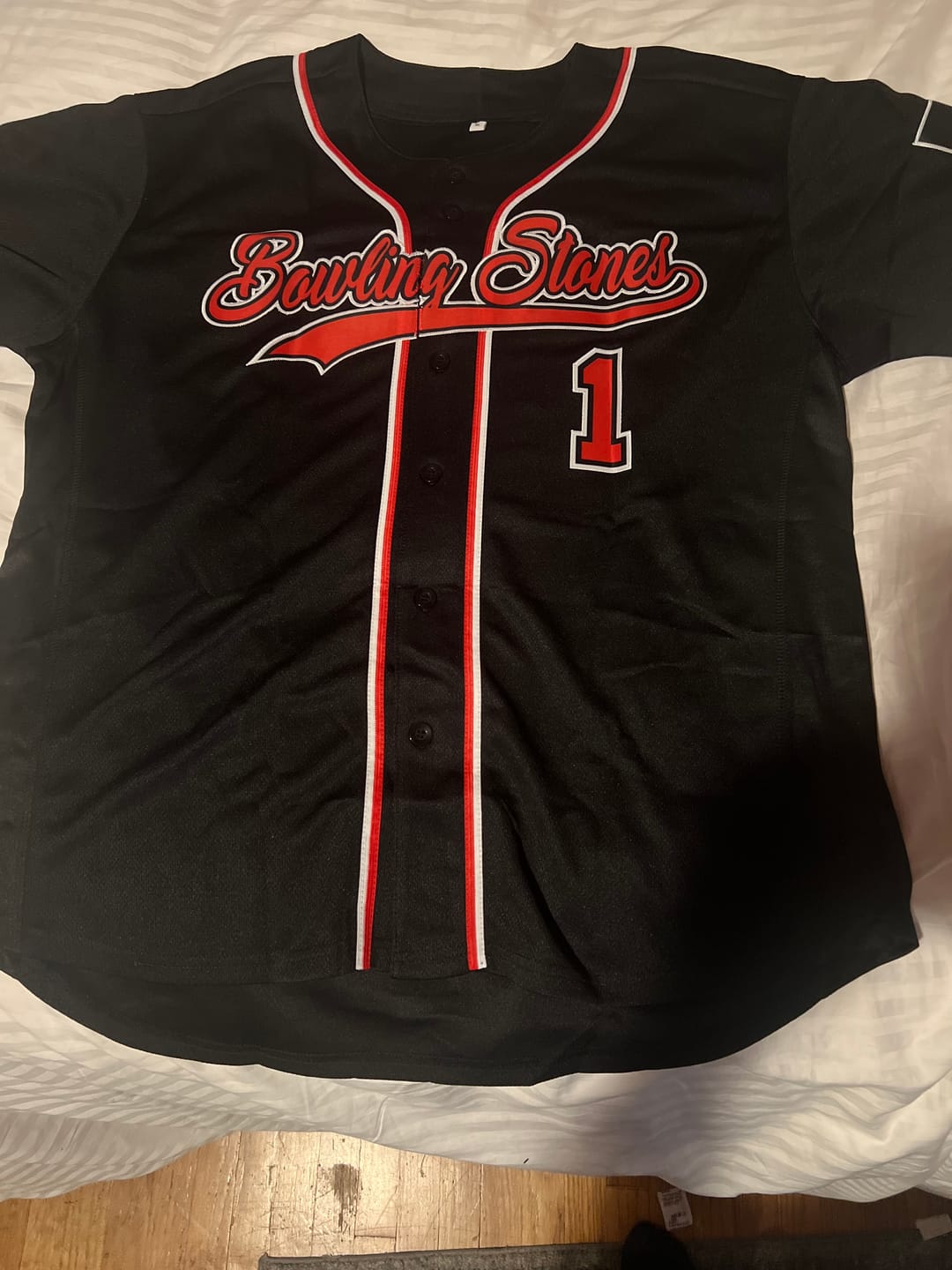 Customer photo review of Custom Black Red-White Classic Style Authentic Baseball Jersey