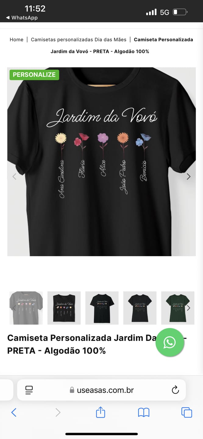 Customer photo review of Camiseta Personalizada Jardim da Vovó - PRETA - Algodão 100%