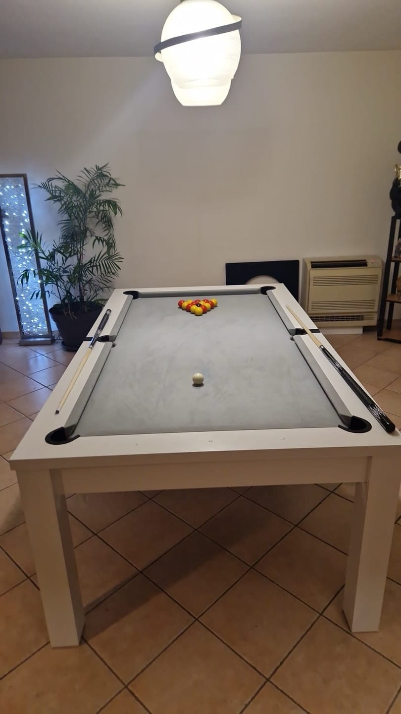 Customer photo review of Table à manger convertible en billard blanc