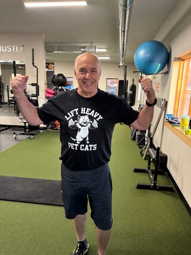 Customer photo review of Lift Heavy Pet Cat T-Shirt