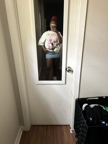 Customer photo review of G West Game of G Baby Blue Black Oversized Tee