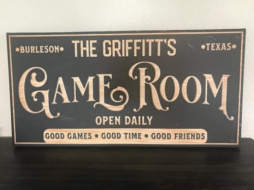 Customer photo review of Personalized Game Room Sign