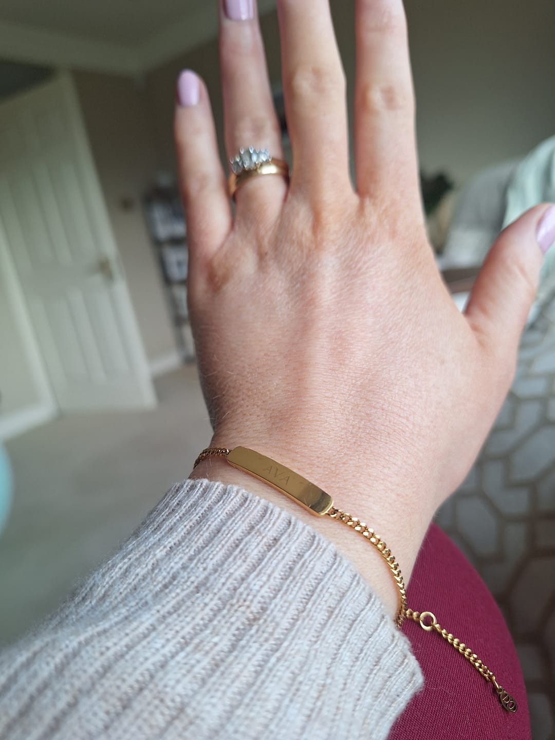 Customer photo review of The Engraved Bracelet Gold