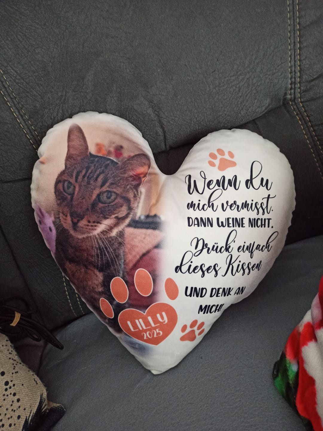 Customer photo review of Wenn du mich vermisst - Individuelles Formkissen