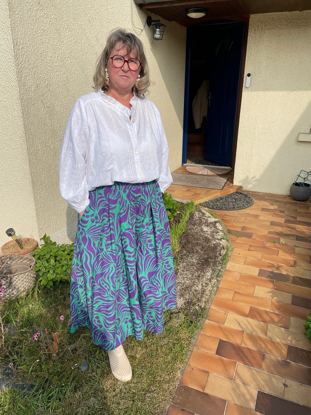 Customer photo review of Pantalon Paco -  popeline de coton Ara vert/lilas