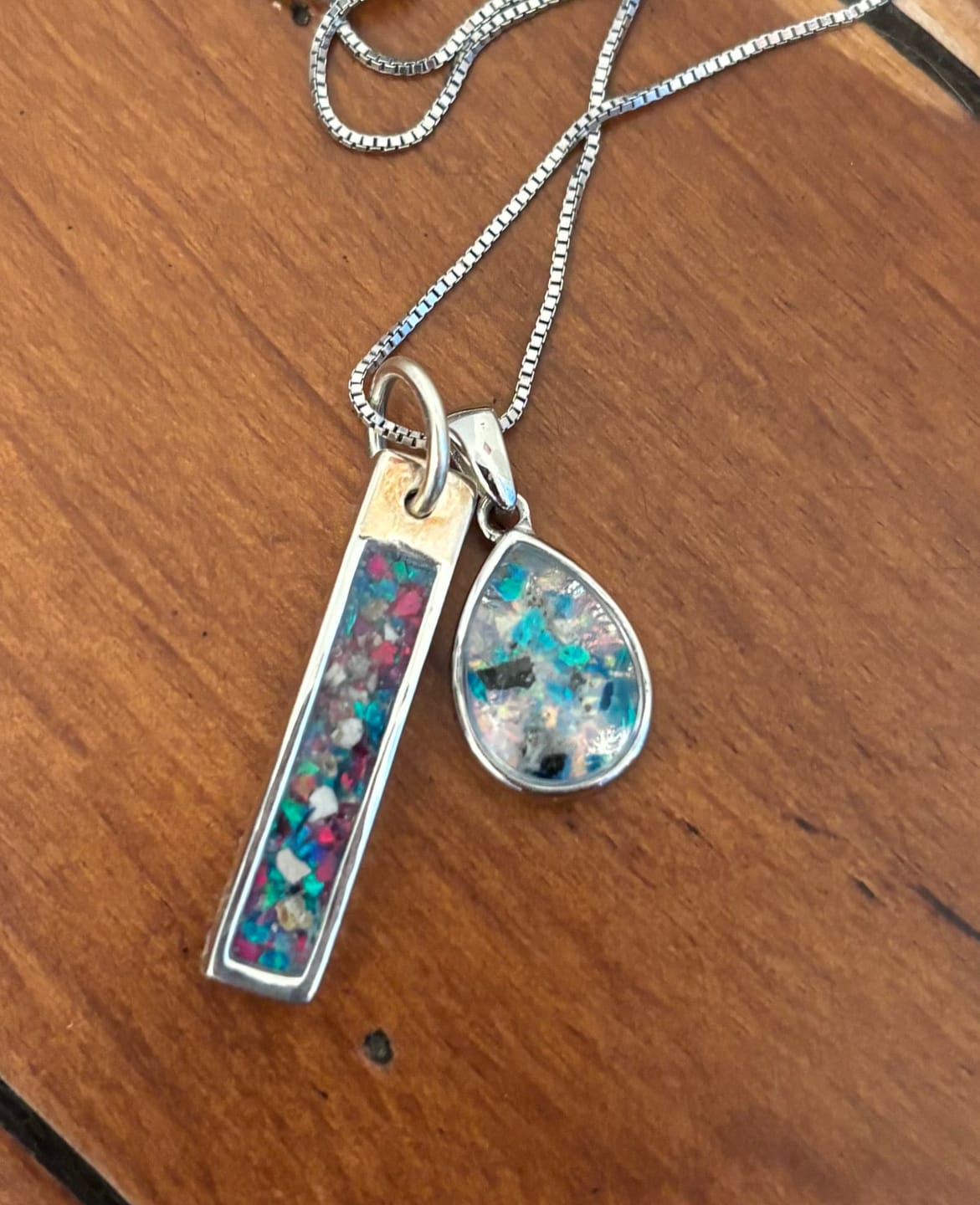 Customer photo review of Petite Pear Drop with Cremation Ashes
