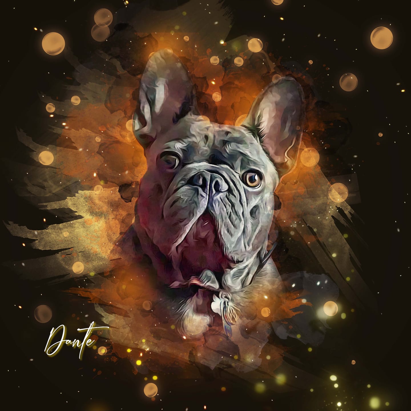 Customer photo review of Custom Neon Watercolor Pet Portrait – Aesthetic Neon Style (AN)