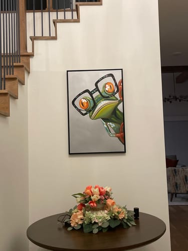 Customer photo review of Kermit Frog Oil Painting | Playful Art for Modern Home Decor