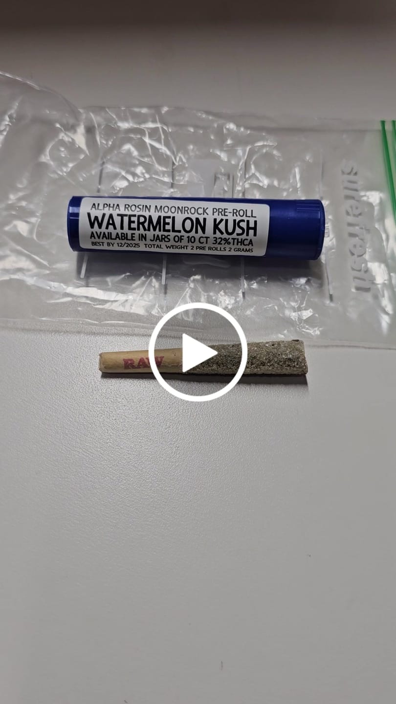 Customer video review of 2 x Sampler Alpha Rosin Moonrock Watermelon Kush Sativa THC-A Infused Pre Rolls 2g