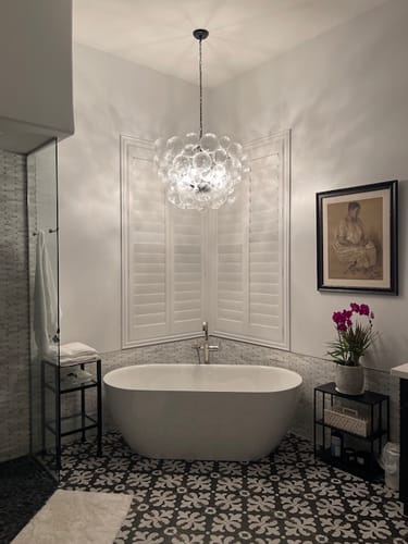 Customer photo review of Brass Cluster Ribbed Glass Globe Bubble Chandelier