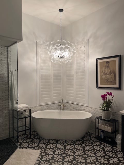 Customer photo review of Brass Cluster Ribbed Glass Globe Bubble Chandelier