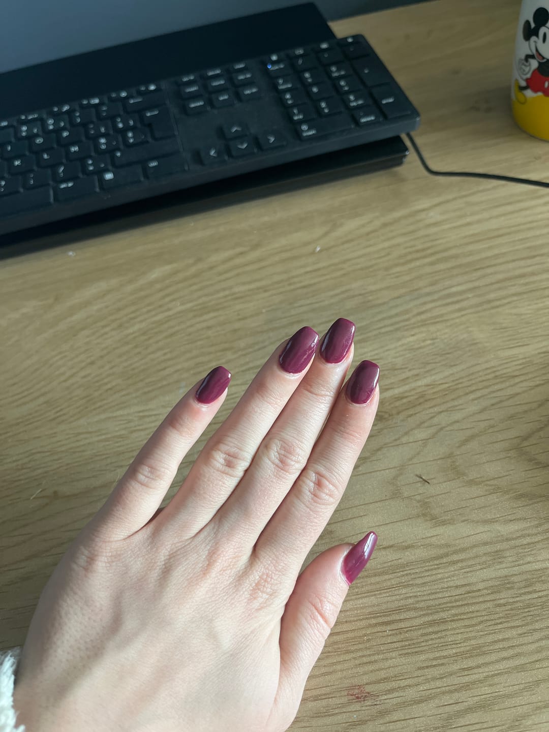 Customer photo review of Dark Reddish Purple Dipping Powder
