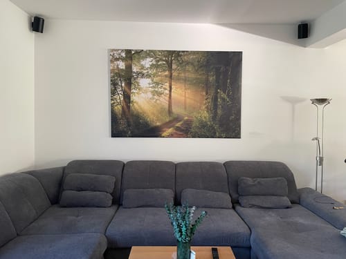 Customer photo review of Leinwandbild | Morgenspaziergang im nebeligem Wald | Querformat