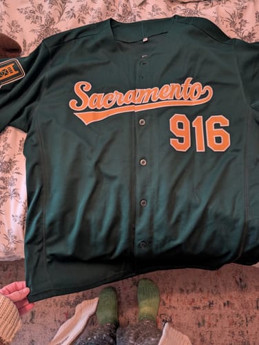 Customer photo review of Custom Green White-Gold Solider Classic Style Authentic Baseball Jersey