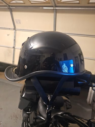 Customer photo review of Smallest & Lightest DOT Reversible Helmet Curved Style - Gloss Black