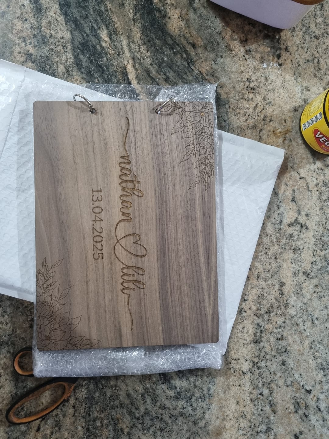 Customer photo review of Personalised Engraving Wooden Wedding Guest Book