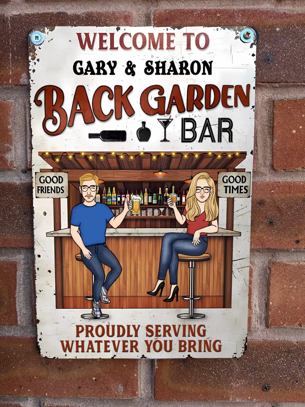 Customer photo review of Patio Where Memories Are Made And Often Forgotten In The Morning - Personalized Vertical Metal Sign
