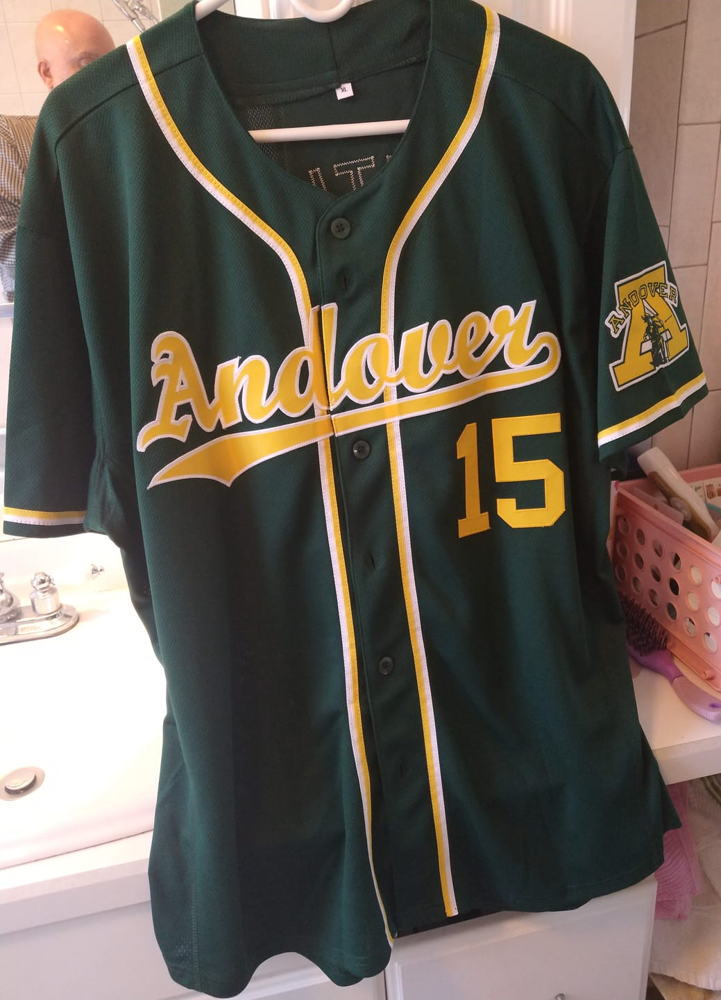 Customer photo review of Custom Green Gold-White Classic Style Authentic Baseball Jersey