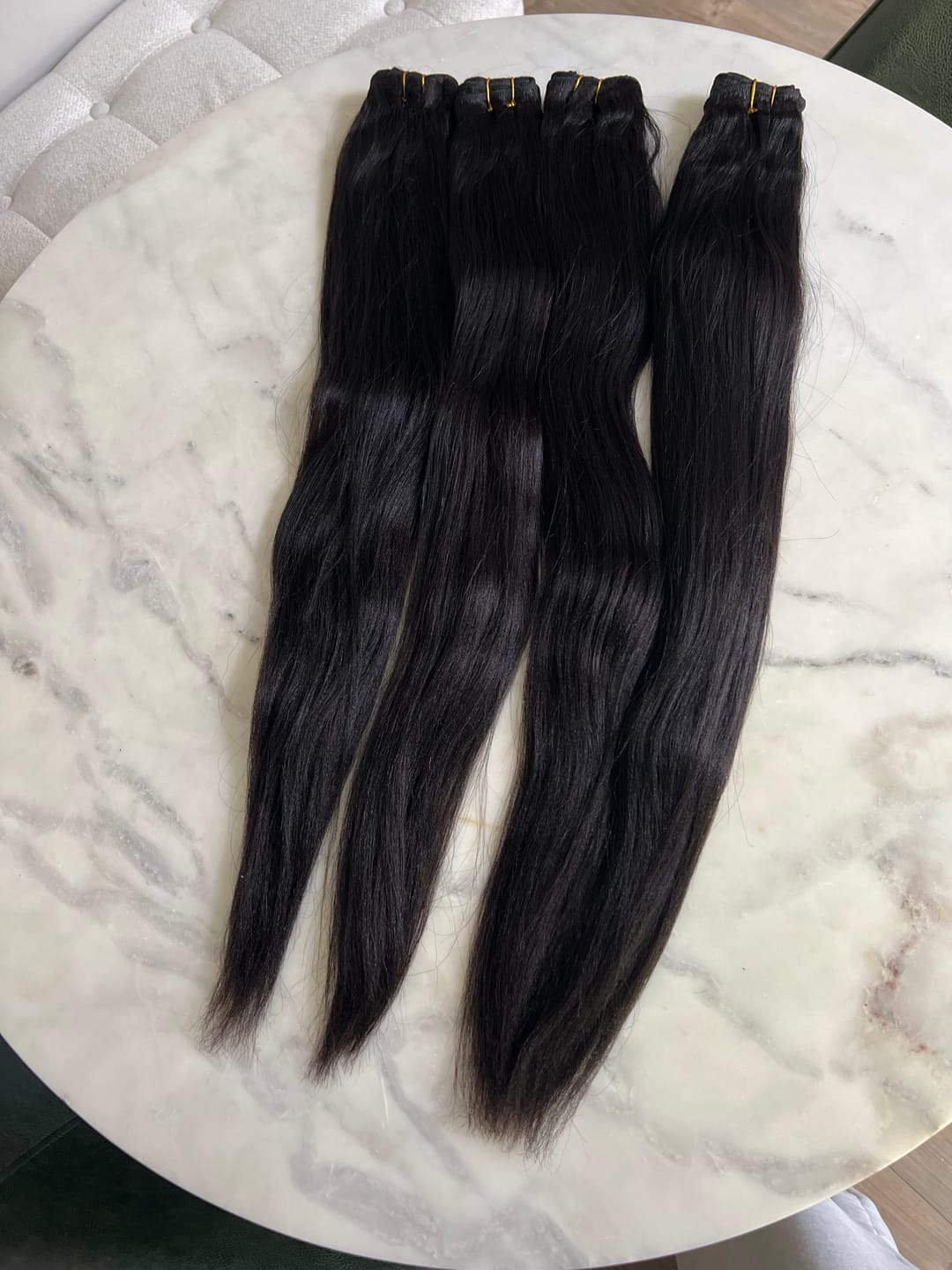 Customer photo review of Light Yaki Human Hair Bundles Natural Color