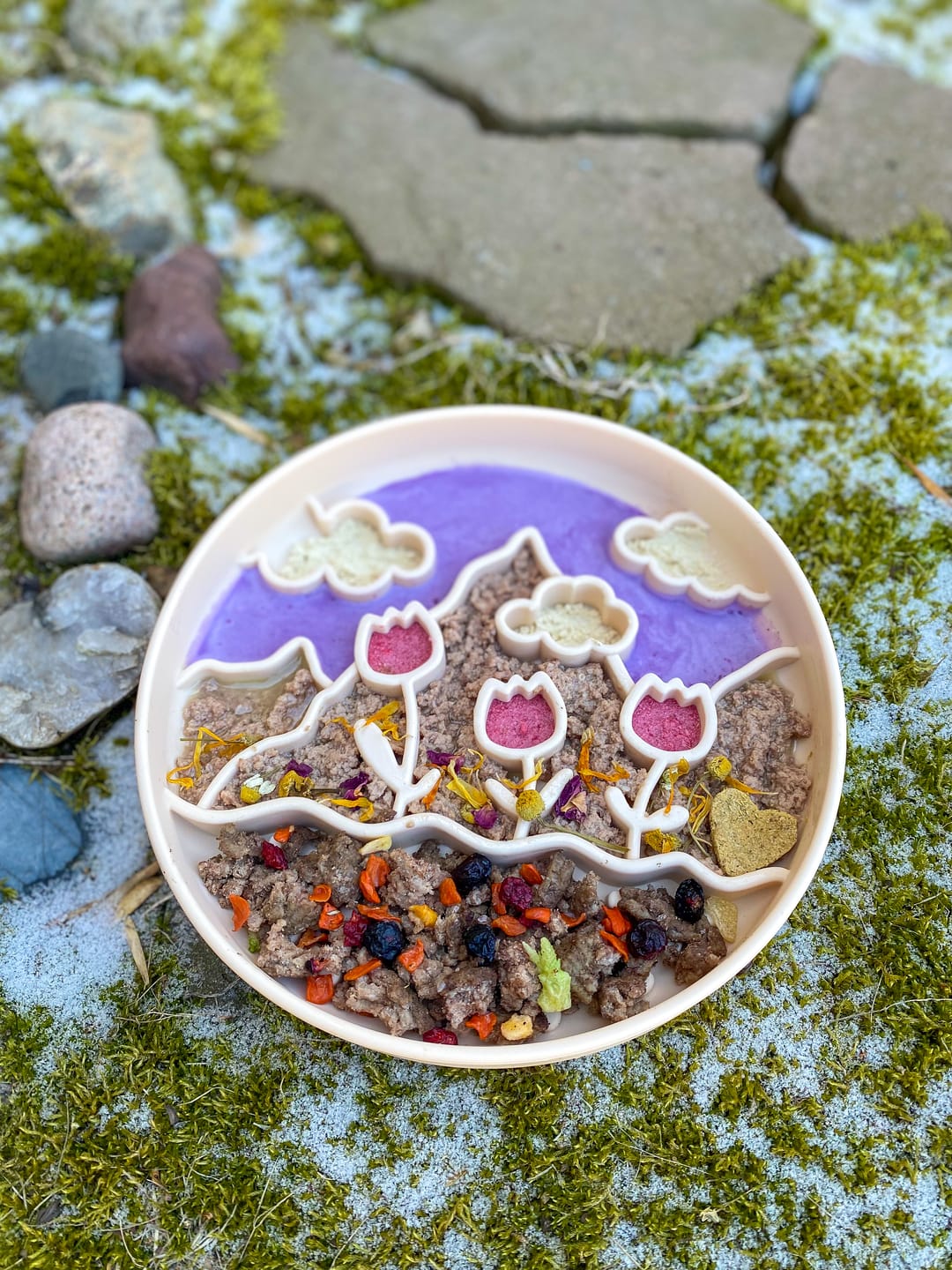 Customer photo review of "The Meadow" Lickmat Slow Feeder