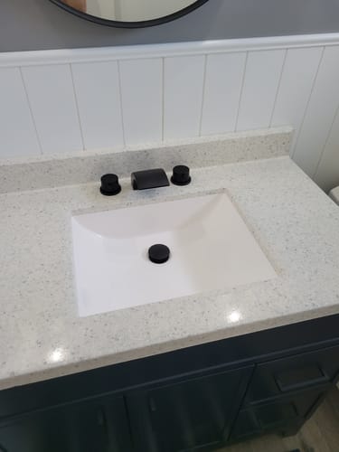 Customer photo review of 8 in 2-Handle Bathroom Faucet With Led Light Matte Black