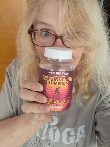 Customer photo review of Passionfruit Gummies, 10mg THC + 10mg CBD