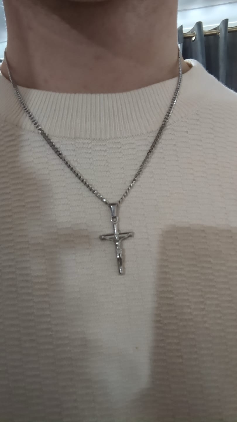 Customer photo review of Silver Cross Necklace