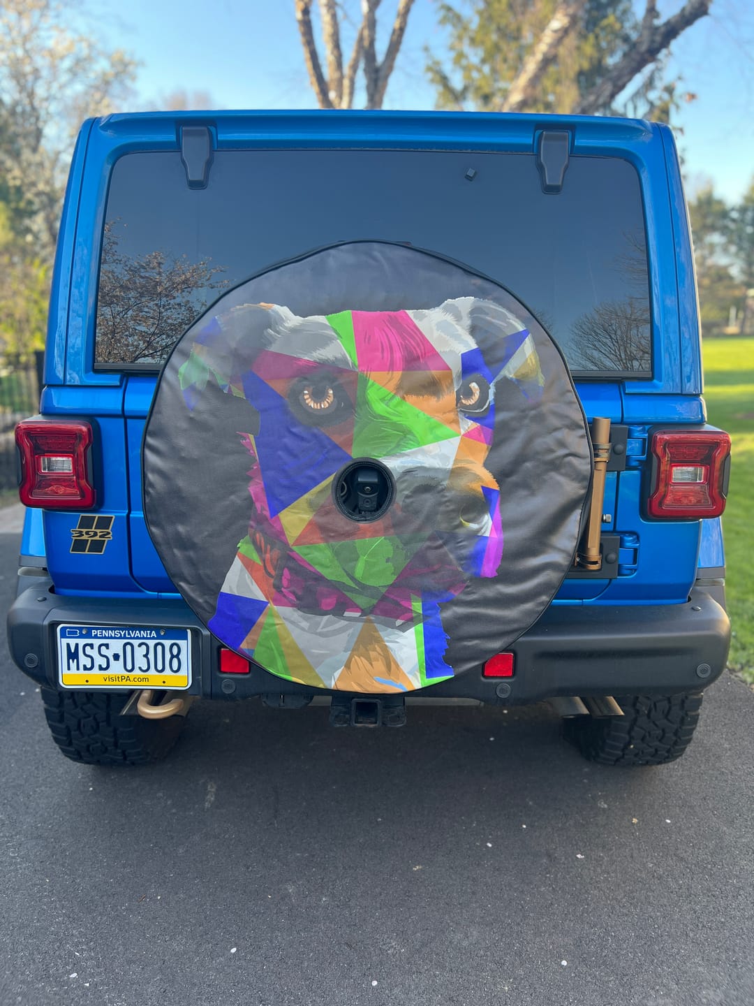 Customer photo review of Custom Spare Tire Cover for Jeep, RV, Bronco Camper, Trailer, & More