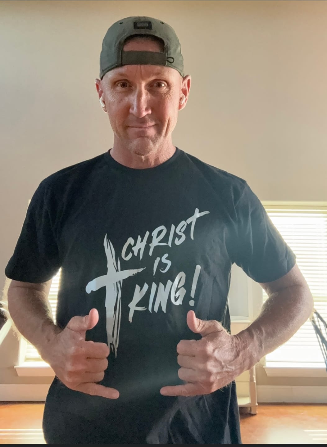 Customer photo review of Christ Is King T-Shirt