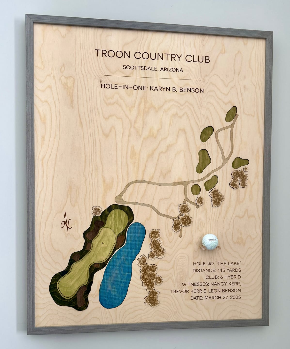 Customer photo review of Personalized Hole-in-One | Single Hole Golf Art