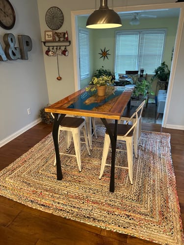 Customer photo review of Counter & Bar Table Legs 606 Faras for Live Edge Tabletop