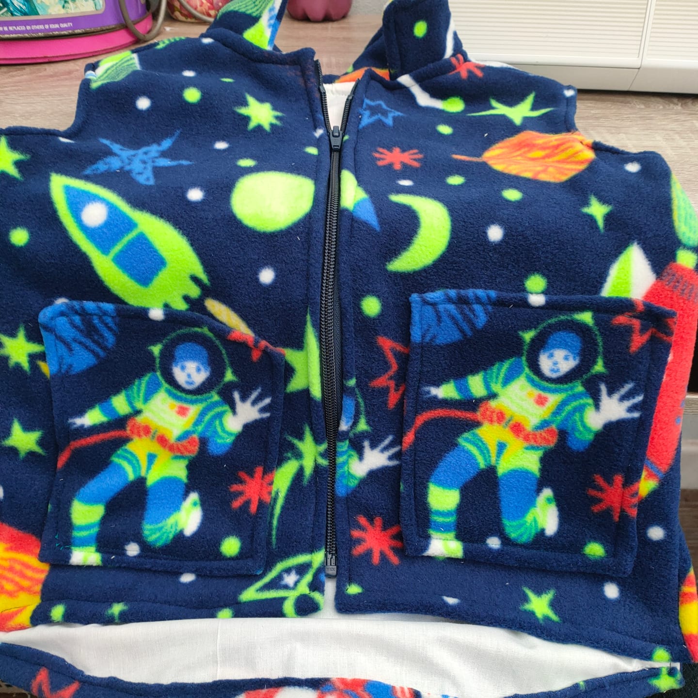 Customer photo review of Rockets in Outer Space Anti Pill Polar Fleece Fabric