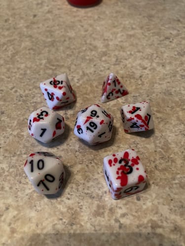 Customer photo review of Crystal Lake Acrylic Dice Set