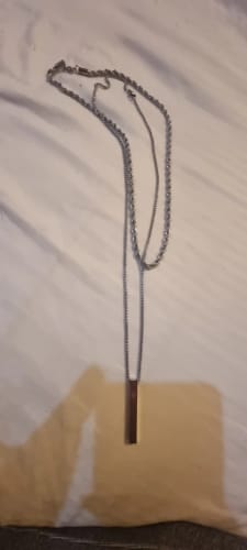 Customer photo review of Minimal Bar Necklace (V2) Silver