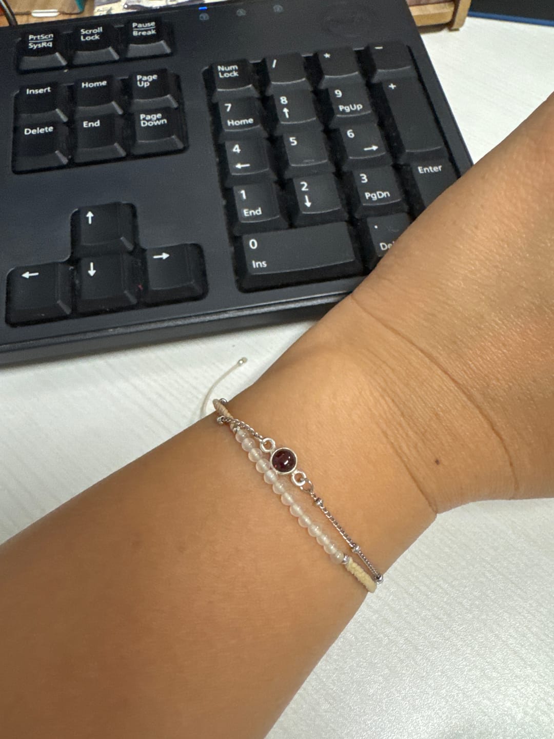 Customer photo review of BIRTHSTONE LINK CHARM - RED GARNET (JANUARY)