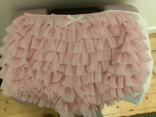 Customer photo review of Delicate Chiffon Ruffle Shorts