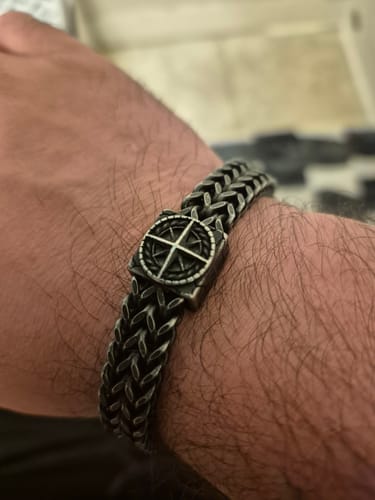 Customer photo review of Overcome Evil Compass Chain Bracelet - Helps Pair Veterans With A Service Dog Or Shelter Dog