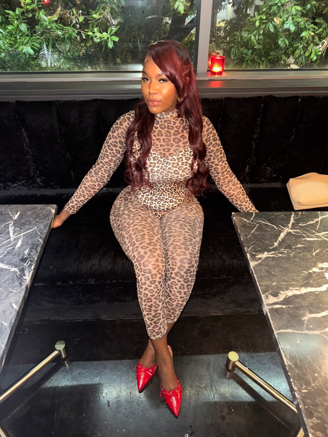 Customer photo review of Brooke Leopard Jumpsuit
