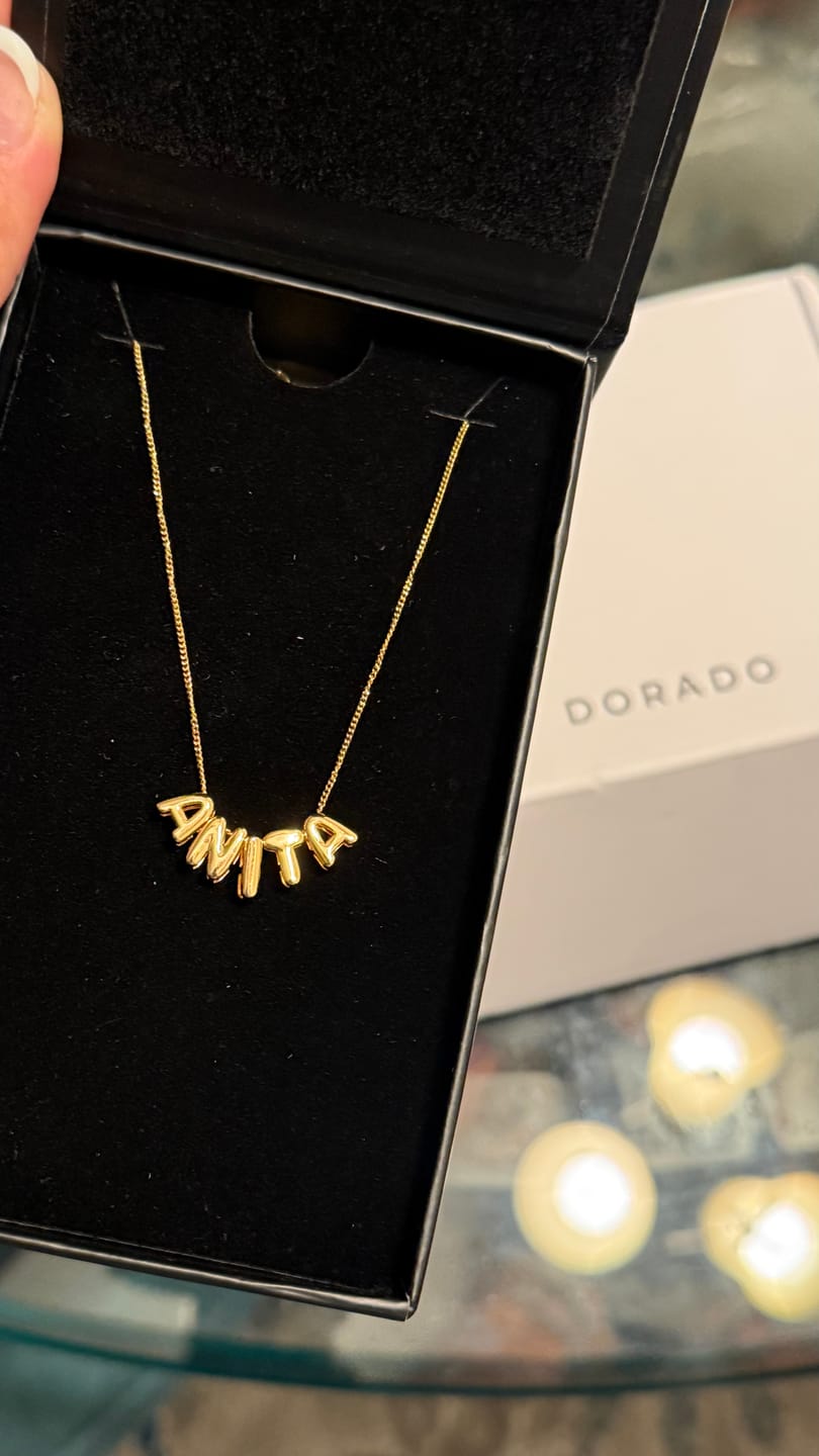 Customer photo review of Bubble Name Necklace